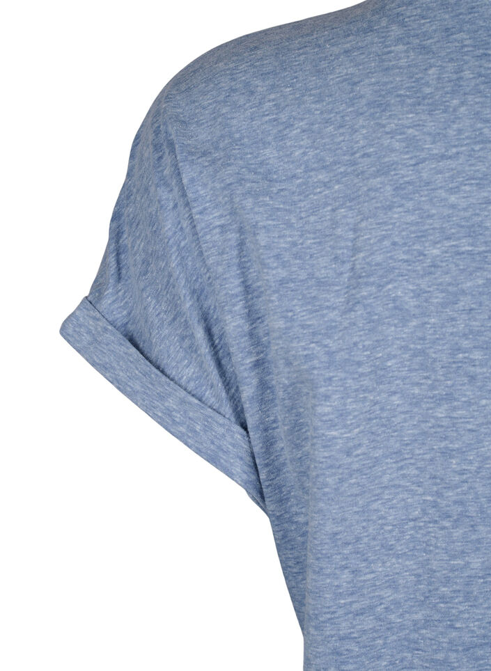 Melange t-shirt with short sleeves, Blue, Packshot image number 3