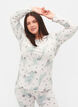 Long-sleeved top in rib, Natural Mél AOP Gran, Model image number 0