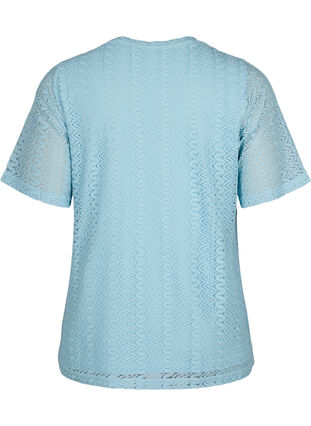 Short-sleeved lace blouse with v-neck, Angel Falls, Packshot image number 1
