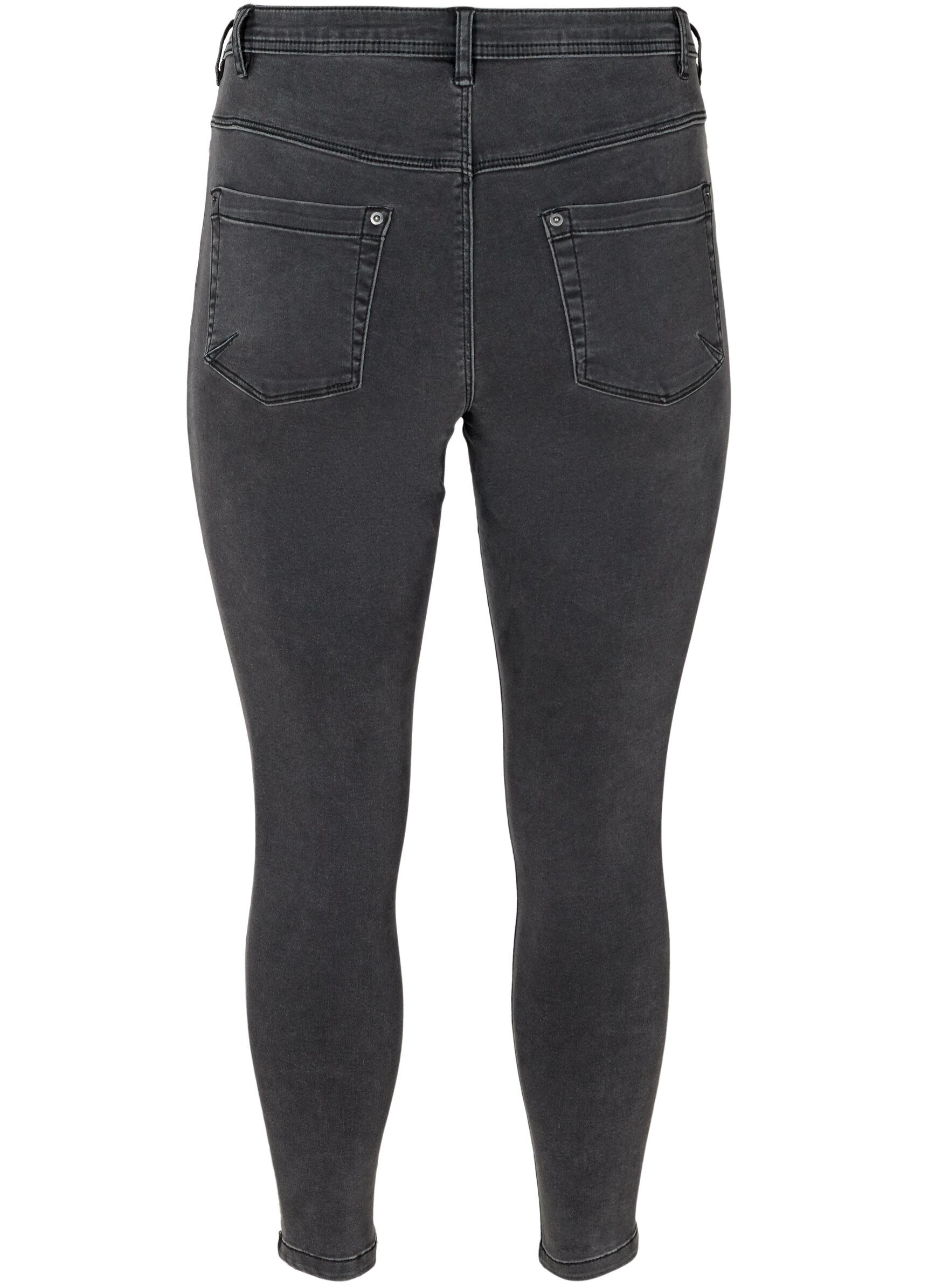 Zizzifashion Cropped Amy jeans with a zip, Grey, Packshot image number 1