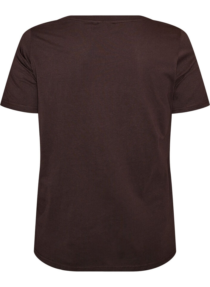 Cotton T-shirt with front print, Brown, Packshot image number 1