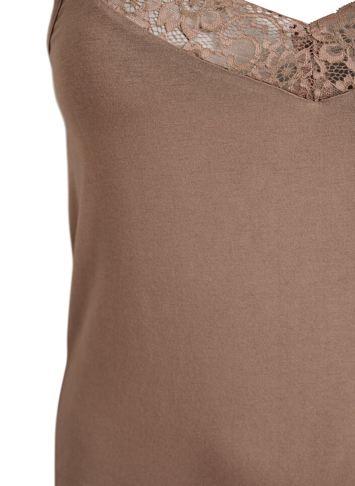 Viscose top with lace edge, Beige, Packshot image number 2