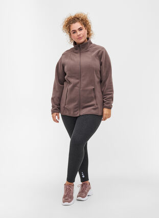 Fleece jacket with pockets and zip, Iron, Model image number 2
