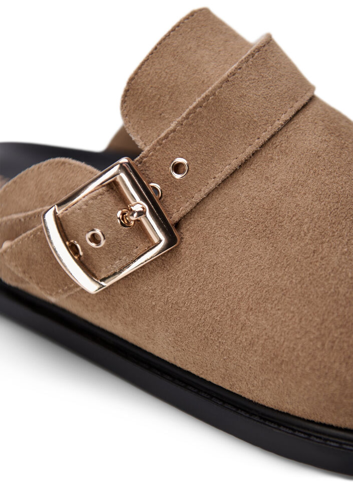 Wide fit suede clogs, Woodsmoke, Packshot image number 3