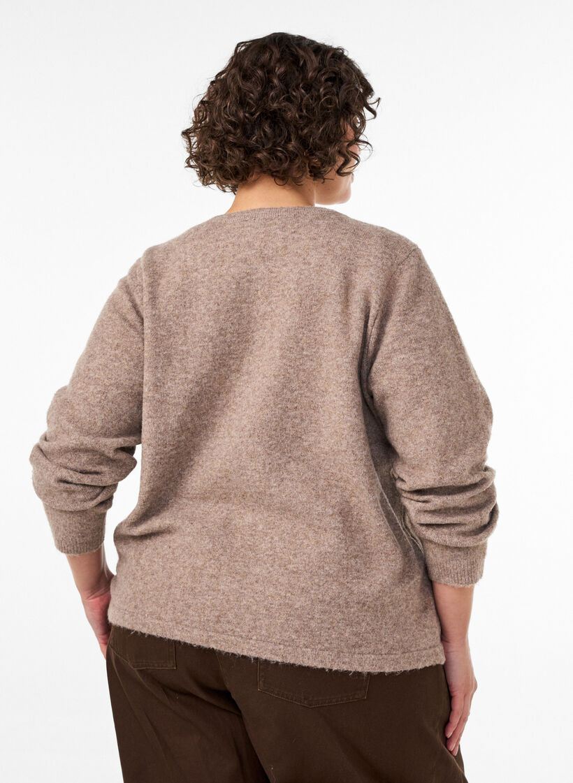 Cardigan with knot fastenings, Beige, Model image number 2