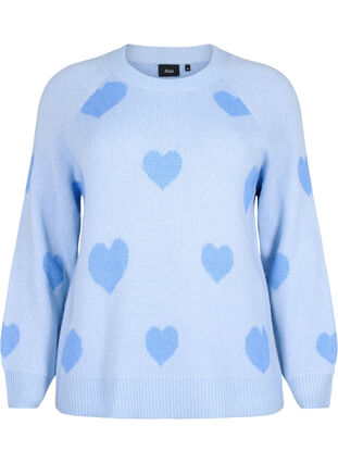 Pullover with hearts, Ch. Blue/Blue Bonnet, Packshot image number 0
