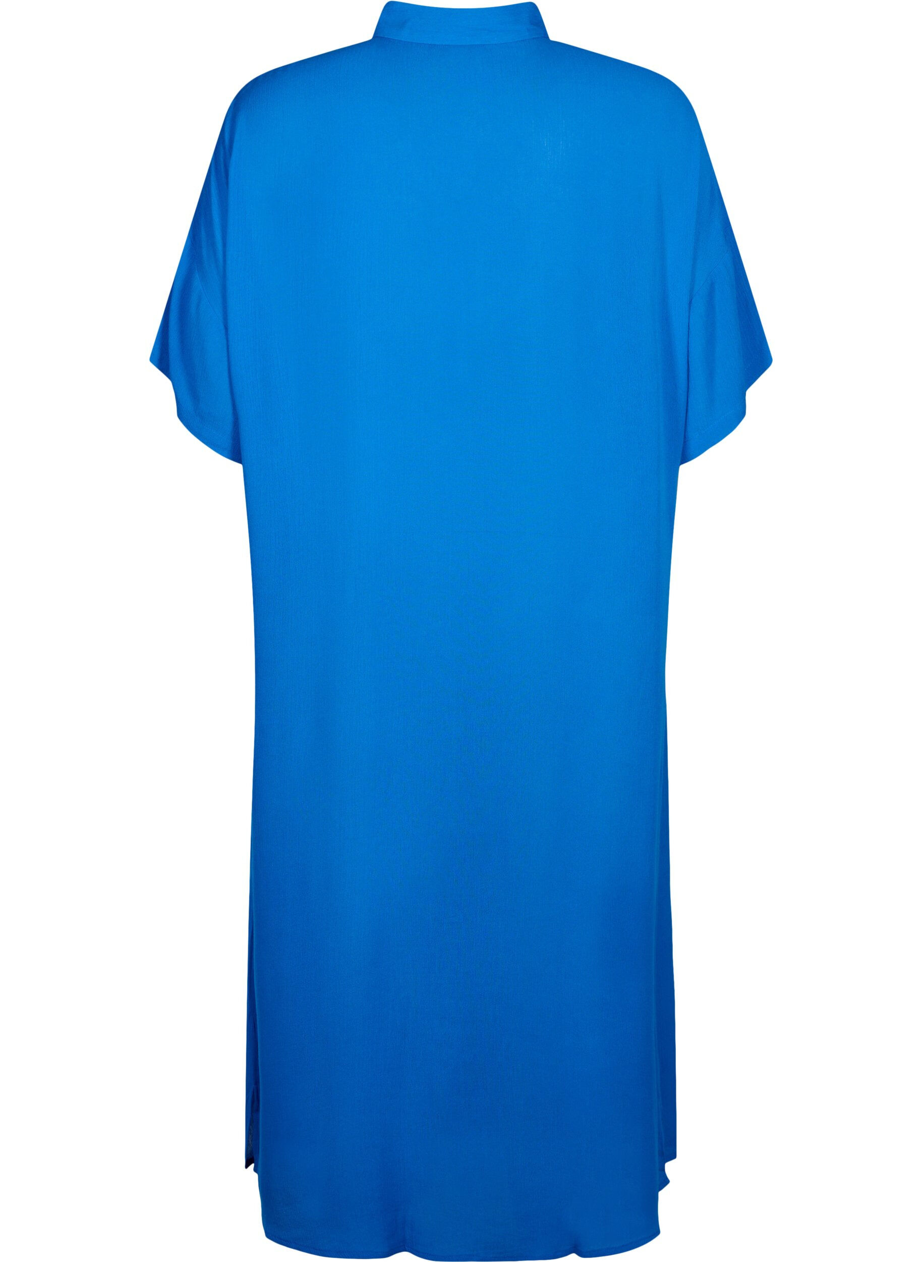 Zizzifashion Viscose shirt dress with short sleeves, Victoria blue, Packshot image number 1