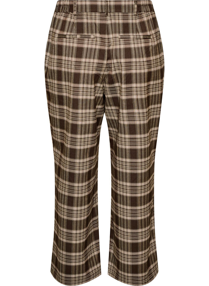 Checked trousers with wide legs, Brown, Packshot image number 1