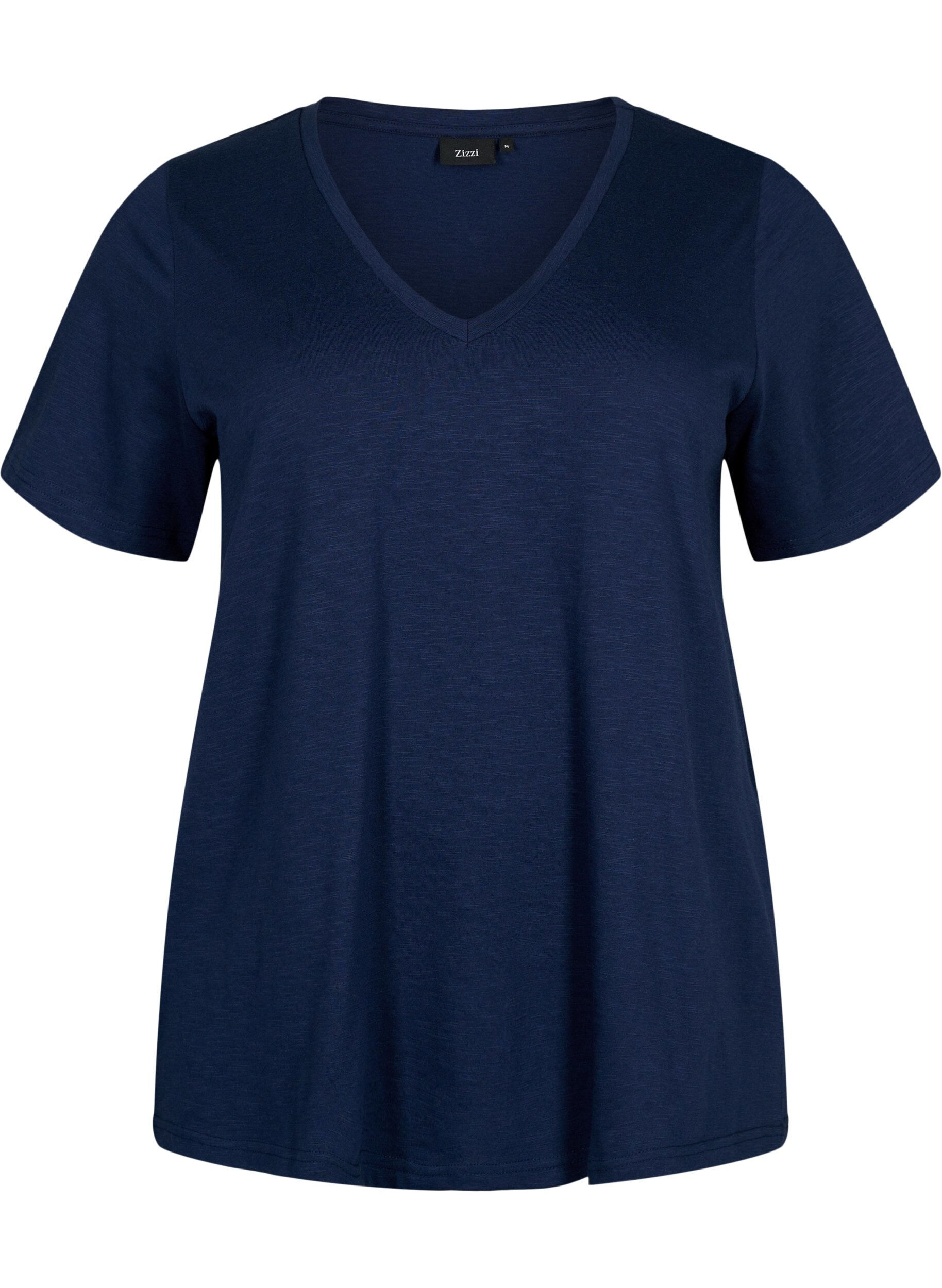 Zizzifashion Short-sleeved basic t-shirt with v-neck, Blue, Packshot image number 0