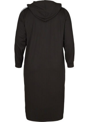Hooded sweat dress with zip, Black, Packshot image number 1