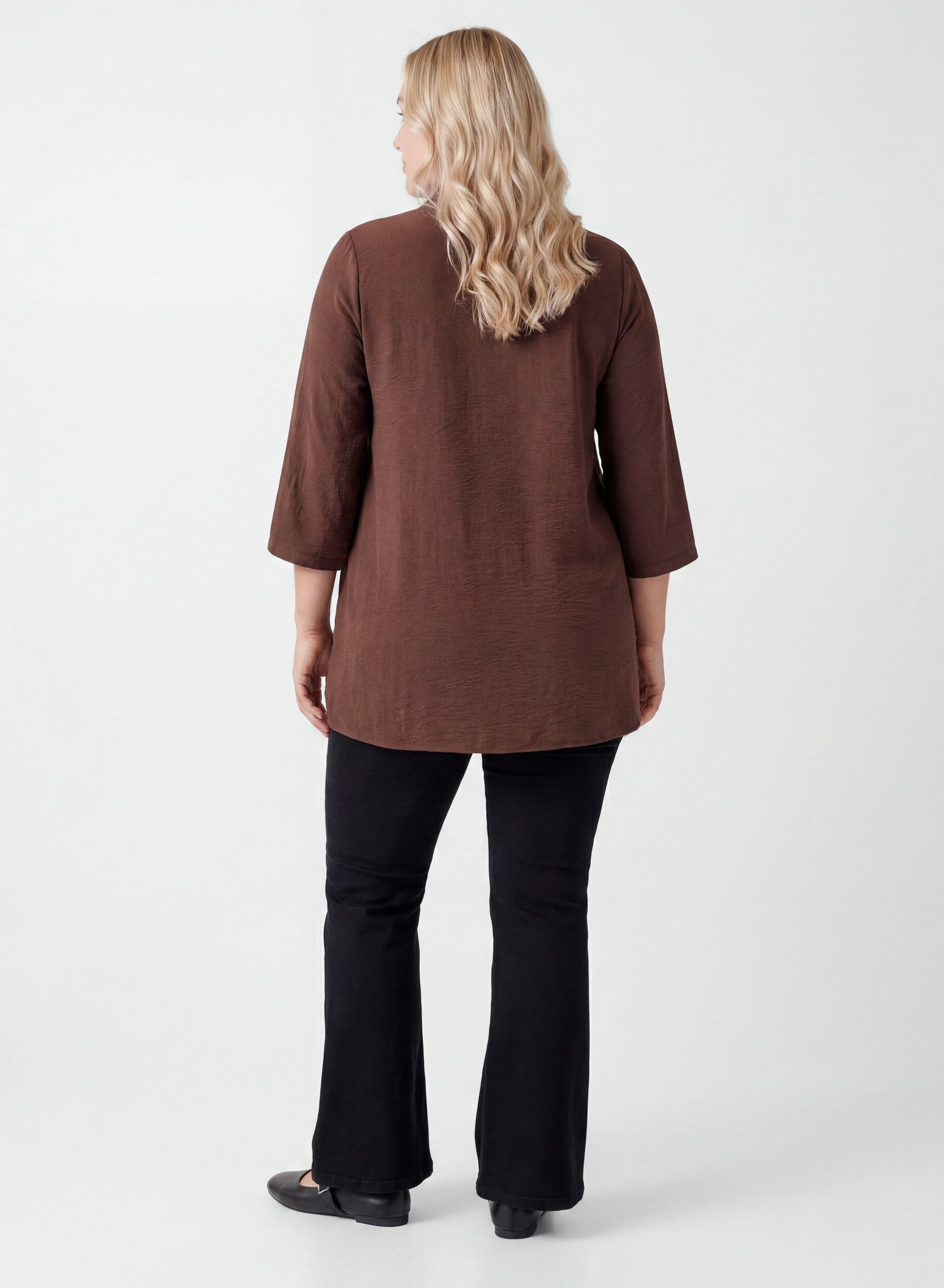 ZizzifashionTunic with 3/4 sleeves, Brown, Model image number 2