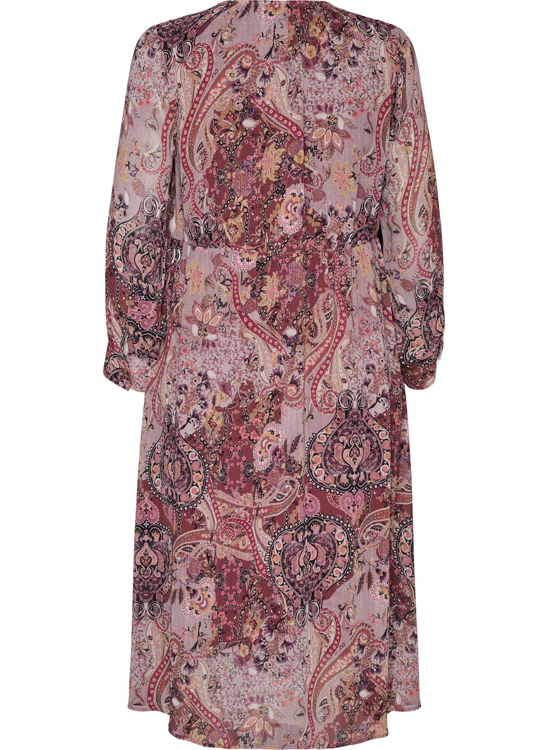 ZizzifashionMidi dress with paisley print and elastic waist, Purple, Packshot image number 1