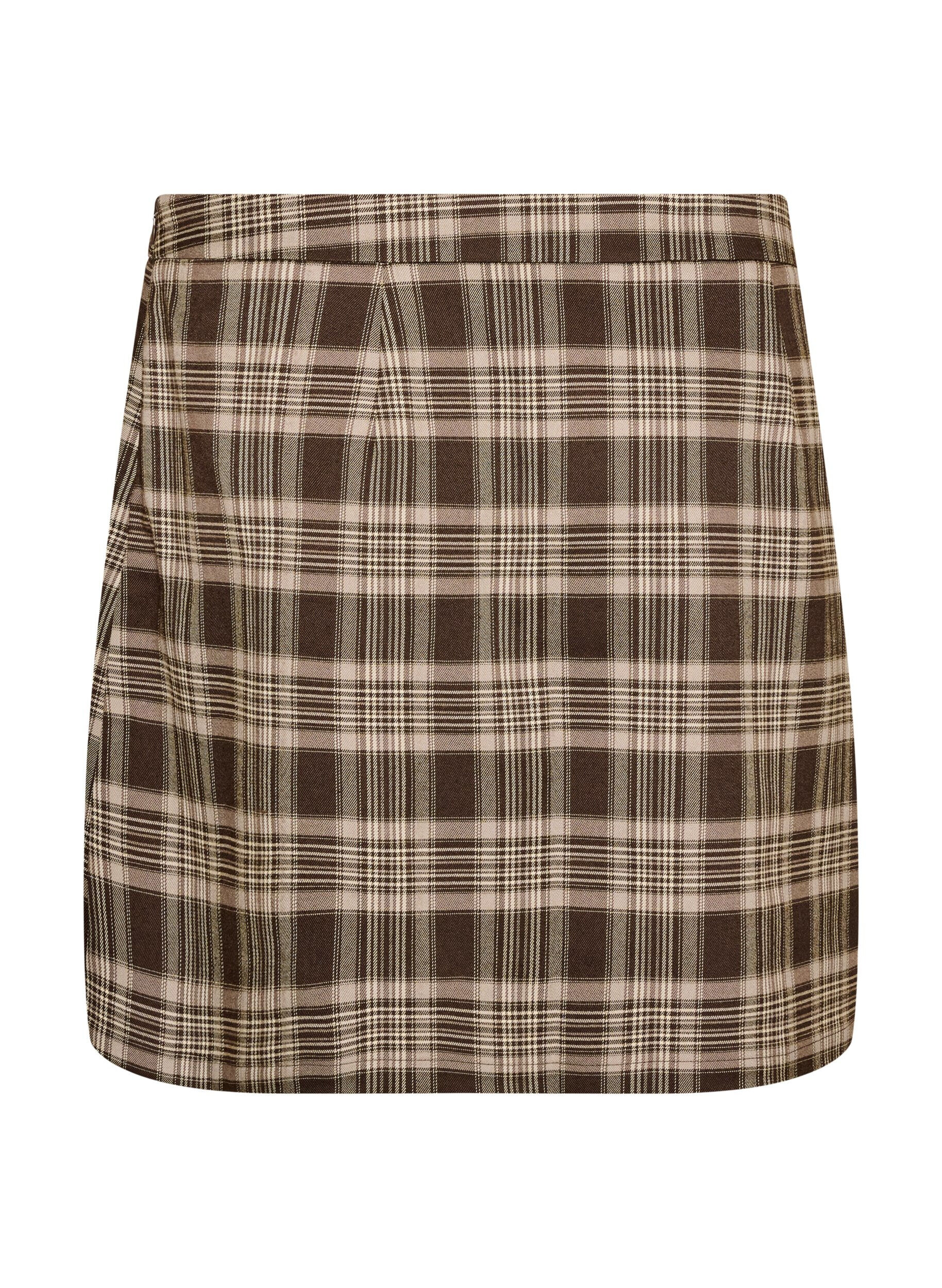 ZizzifashionShort checked skirt with A-line fit, Brown, Packshot image number 1
