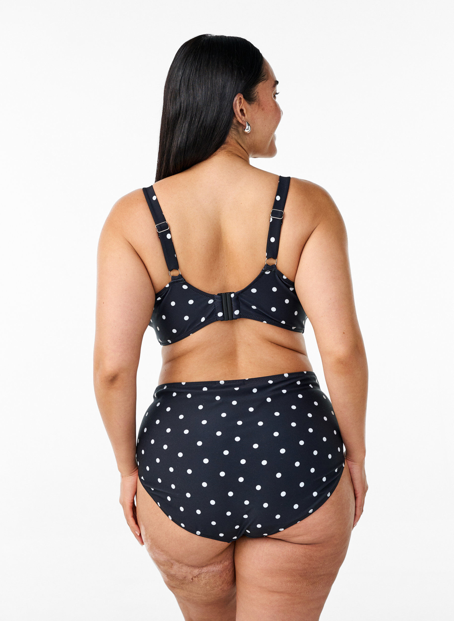 ZizzifashionHigh-waisted bikini bottoms with polka dots, Black, Model image number 1