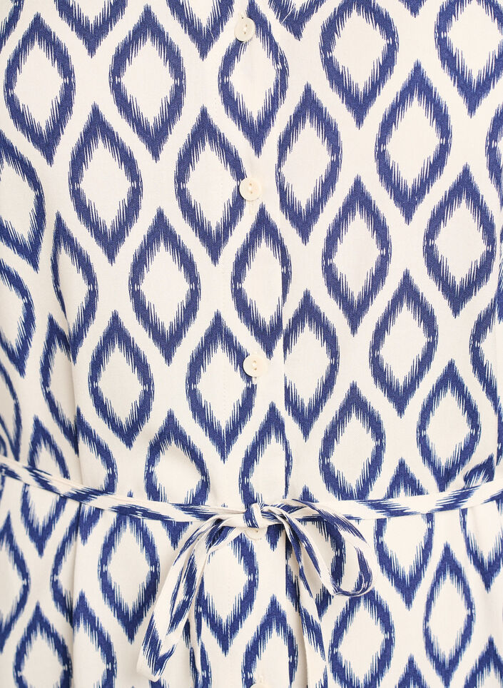Midi dress with print and tie belt, Vanilla, Packshot image number 2