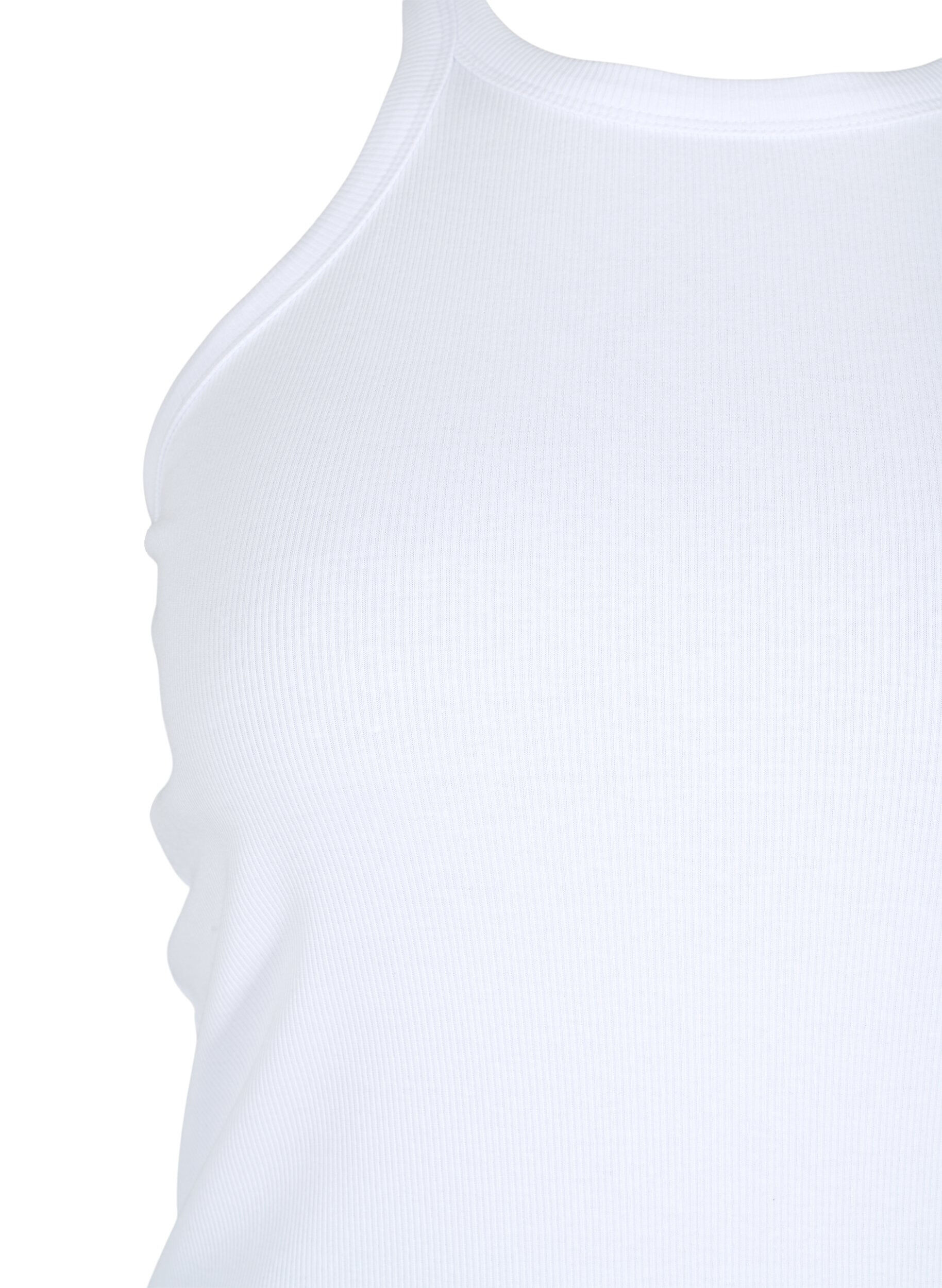 Zizzifashion Ribbed cotton tank top, Bright White, Packshot image number 2