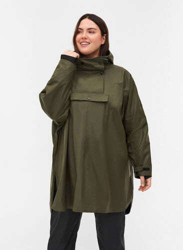 Rain poncho with hood, Forest Night, Model image number 0
