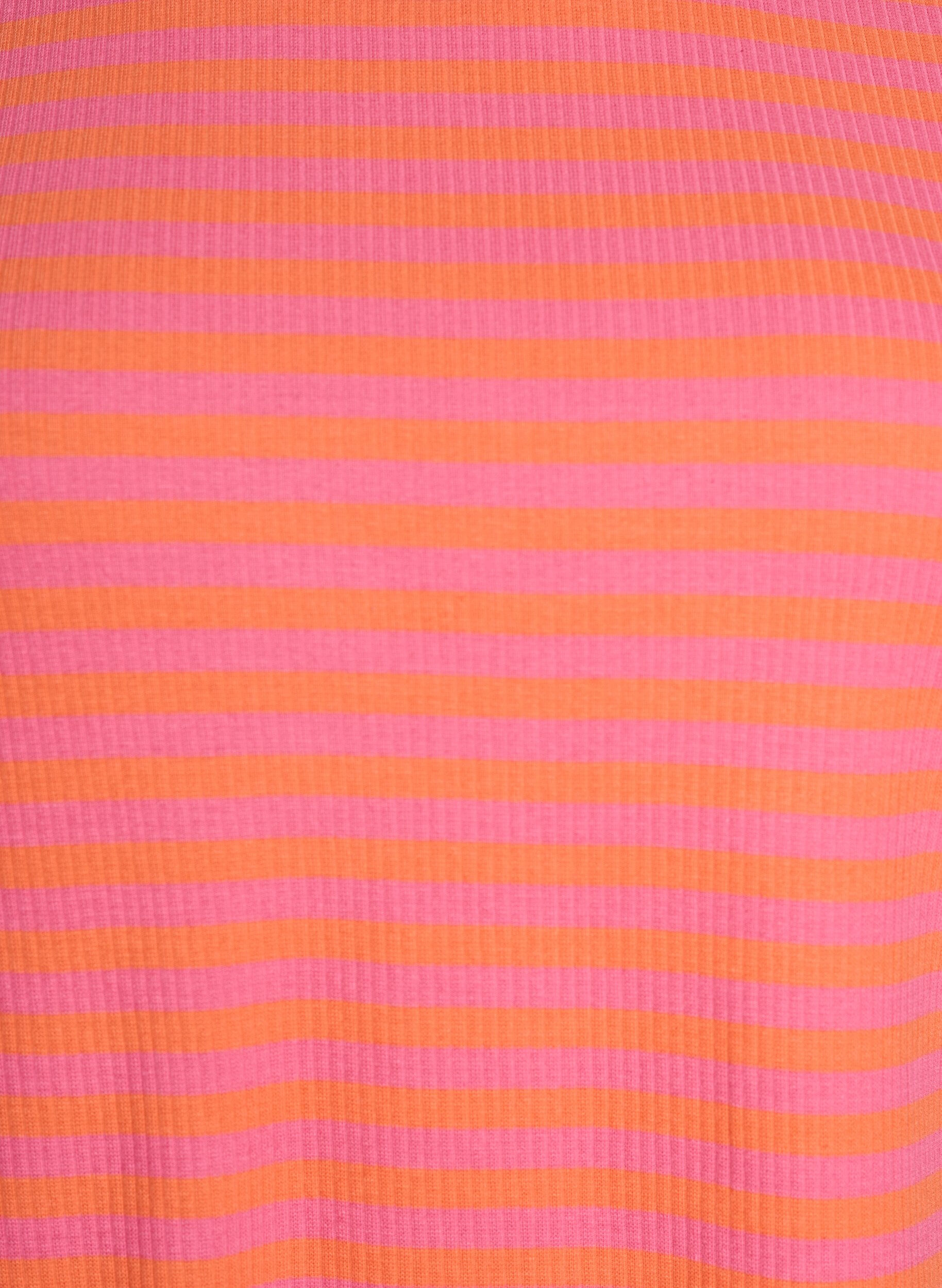 Zizzifashion Striped T-shirt with ribbed texture, Coral, Packshot image number 2