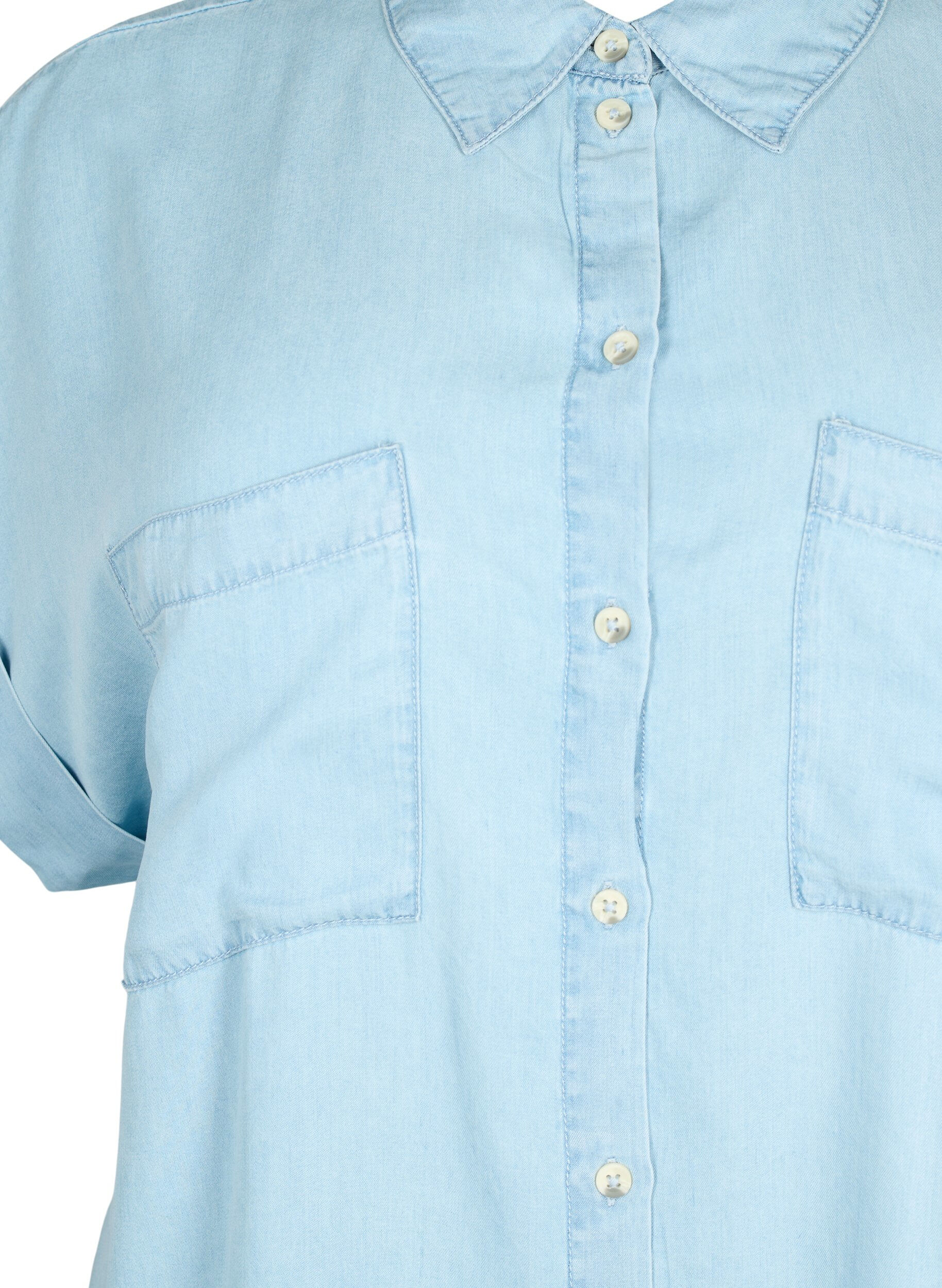Zizzifashion Short-sleeved shirt in lyocell (TENCEL&trade;), Light blue denim, Packshot image number 2