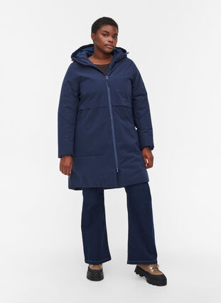 Winter jacket with a drawstring waist, Navy Blazer, Model image number 3