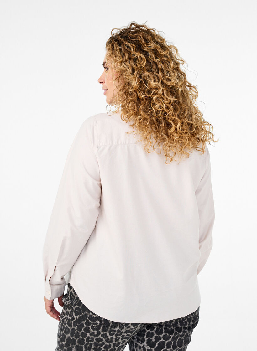 Long-sleeved cotton shirt, Beige, Model image number 2