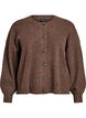 Rib knit cardigan with buttons, Brown, Packshot image number 0