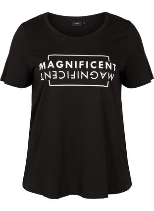 Short-sleeved printed cotton t-shirt, Black/Magnificent, Packshot image number 0