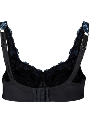 Underwired Emma bra with colored lace, Black Blue Comb, Packshot image number 1