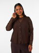 Mesh blouse with flowers and sequins, Brown, Model image number 0
