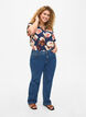 Blouse with short sleeves and v-neck, Blue, Model image number 1