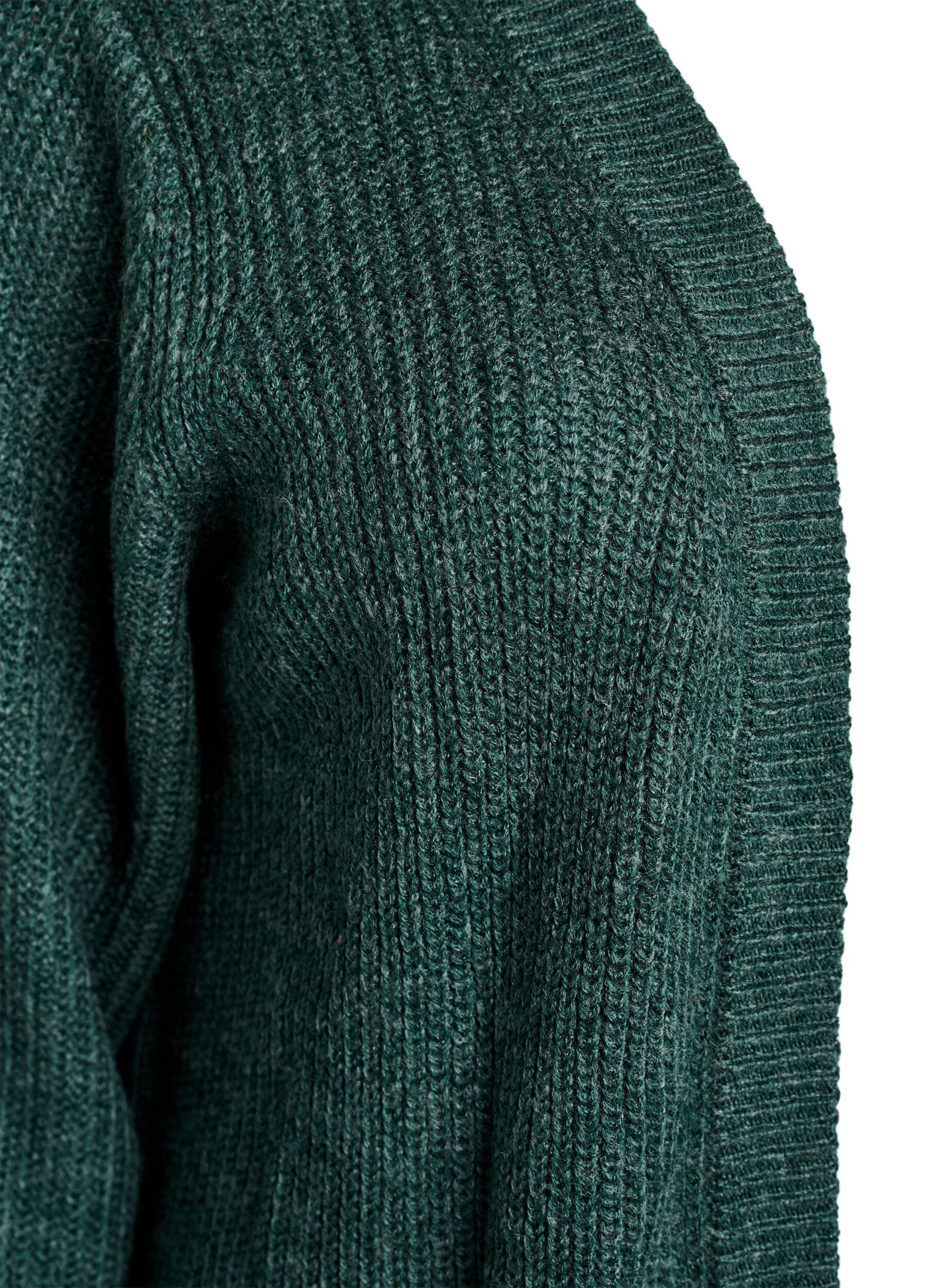 Zizzifashion FLASH - Long rib knit cardigan with pockets, Green, Packshot image number 2