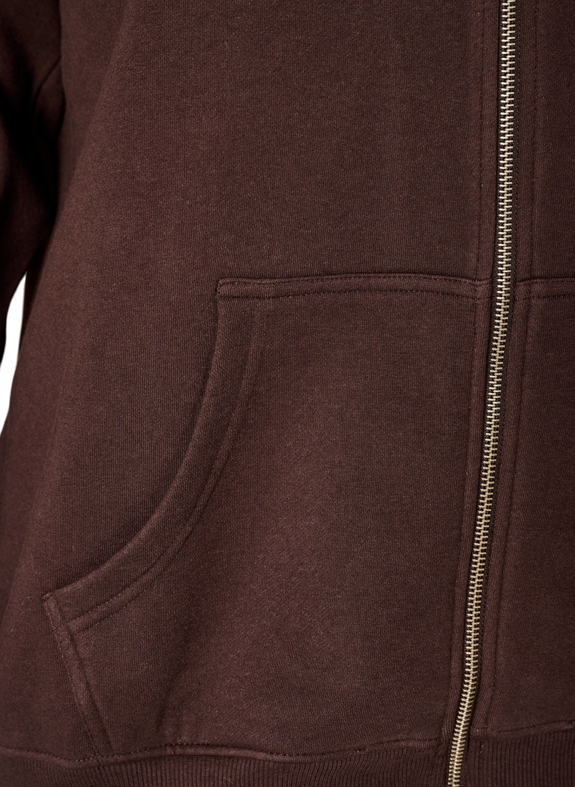 ZizzifashionSweat cardigan with high collar and zip, Brown, Packshot image number 3