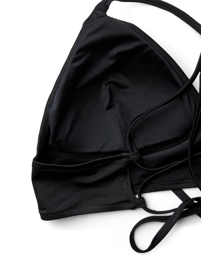 Bikini top with removable pads and back tie, Black, Packshot image number 3