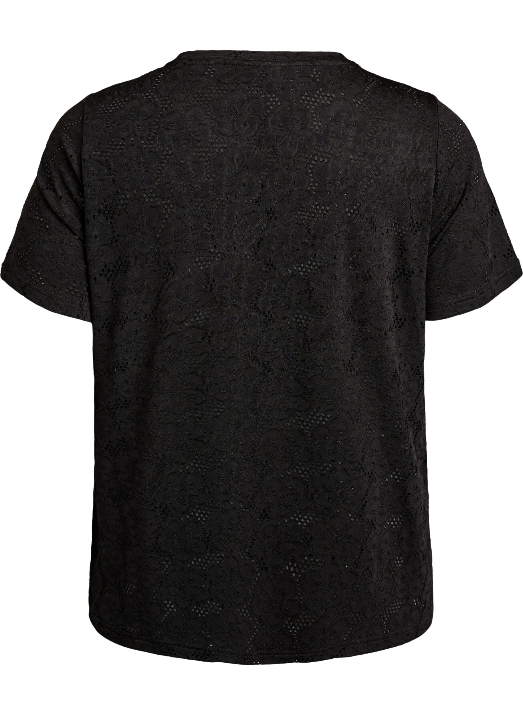 Zizzifashion FLASH - T-shirt with eyelet pattern, Black, Packshot image number 1