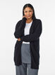Long rib-knitted cotton cardigan, Black, Model image number 0