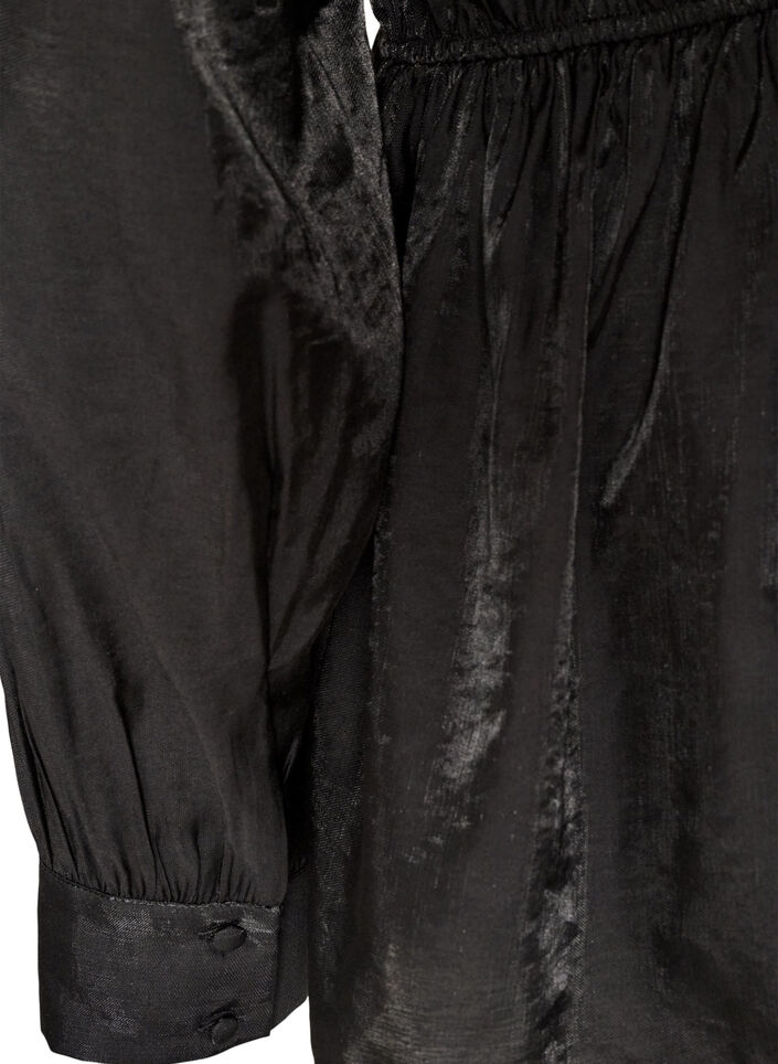 Shiny viscose blouse with peplum effect, Black, Packshot image number 3