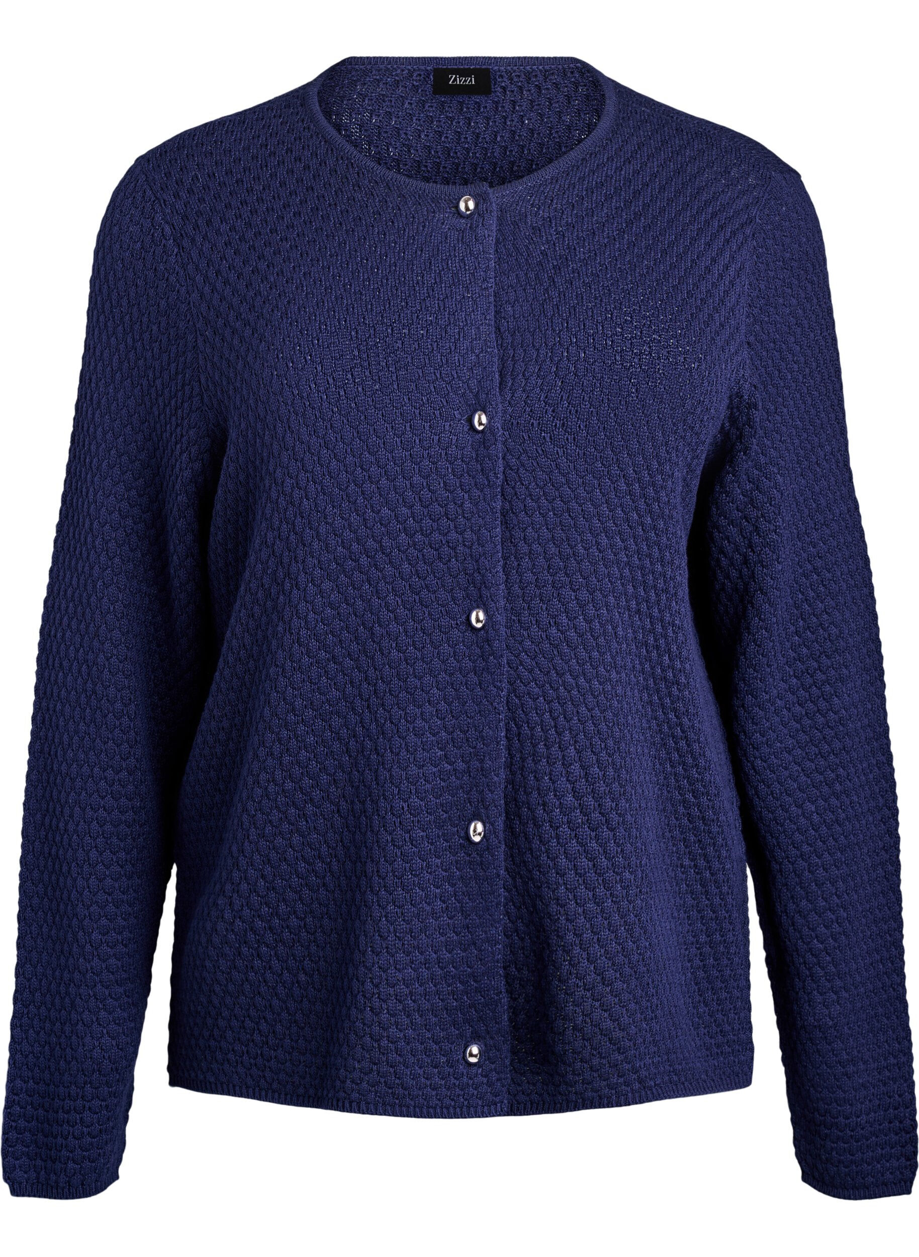 Structured knit cardigan with ball-shaped buttons