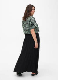 FLASH - Viscose maxi skirt with smocking, Black, Model