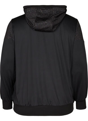 Sports cardigan with a zip and hood, Black, Packshot image number 1