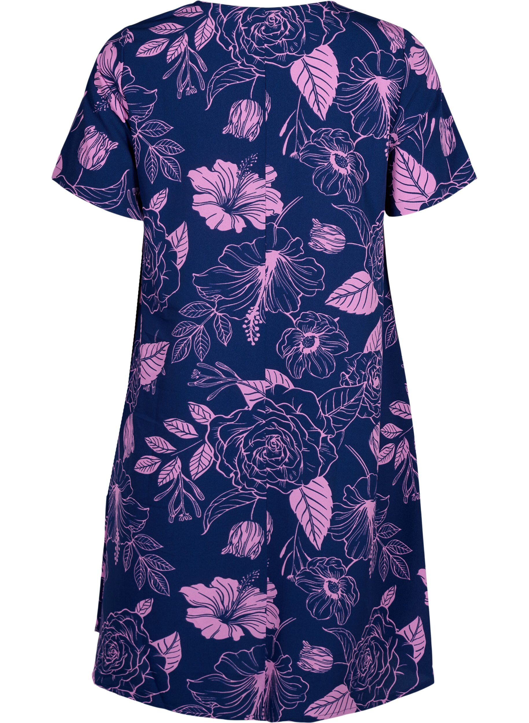 Zizzifashion FLASH - V-neck dress with floral print, Medieval Blue Flower, Packshot image number 1