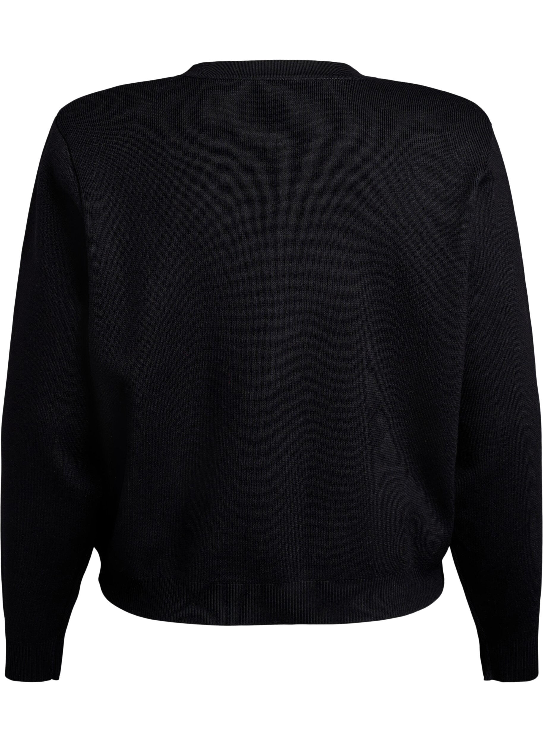 Zizzifashion Cardigan with decorative gold buttons, Black, Packshot image number 1