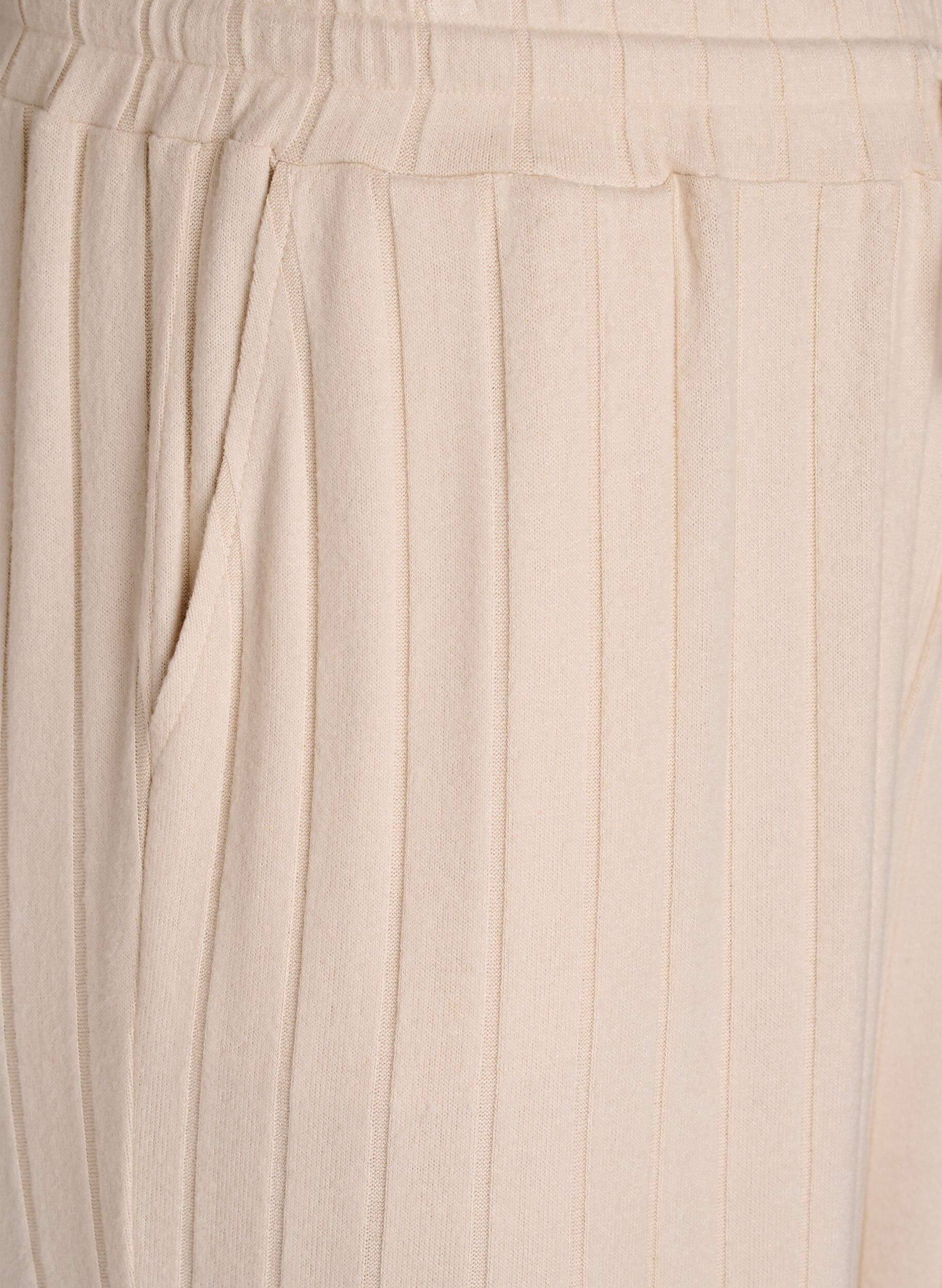 Zizzifashion Ribbed jersey lounge trousers with a high waist, Beige, Packshot image number 2