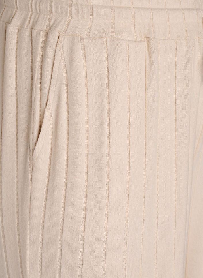 Ribbed jersey lounge trousers with a high waist, Beige, Packshot image number 2