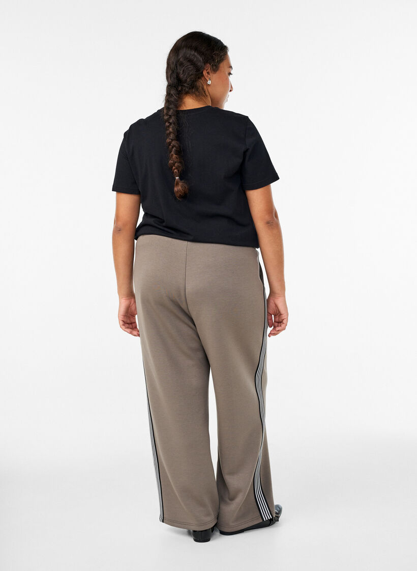 Trousers with side stripes, Beige, Model image number 1