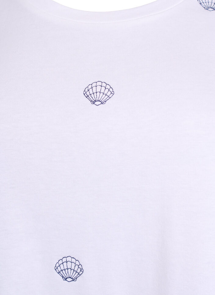 T-shirt in organic cotton with embroidered motifs, White, Packshot image number 2
