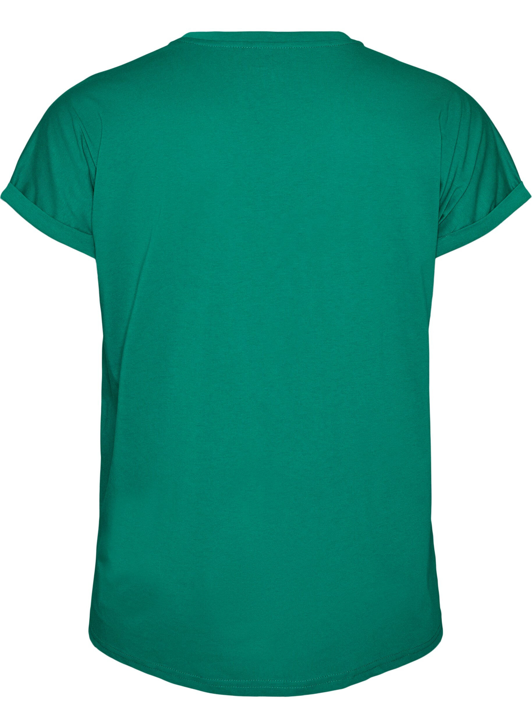 Zizzifashion Short-sleeved cotton blend T-shirt, Green, Packshot image number 1