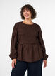 Blouse with smock and long sleeves, Brown, Model image number 0