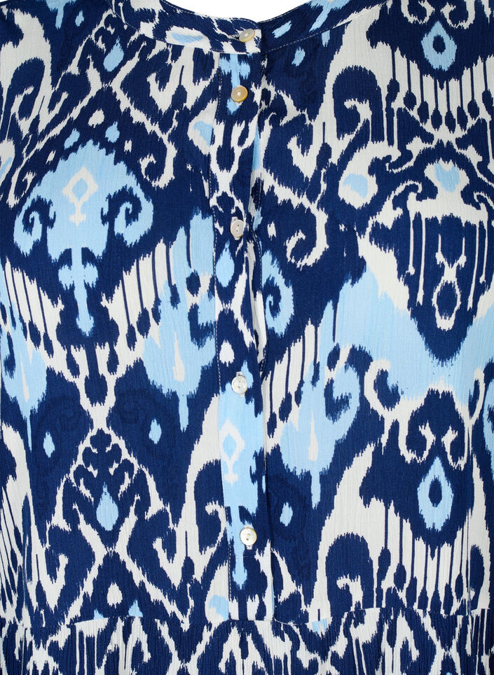 Short-sleeved viscose dress with print, Blue Ethnic AOP, Packshot image number 2