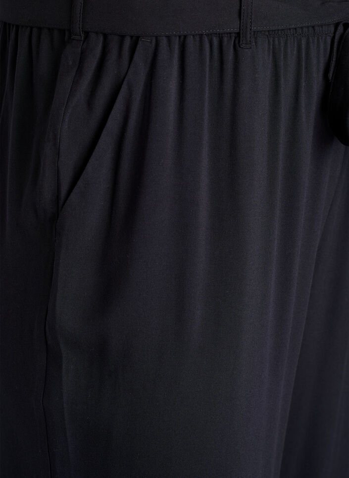 High-waisted viscose trousers, Black, Packshot image number 2