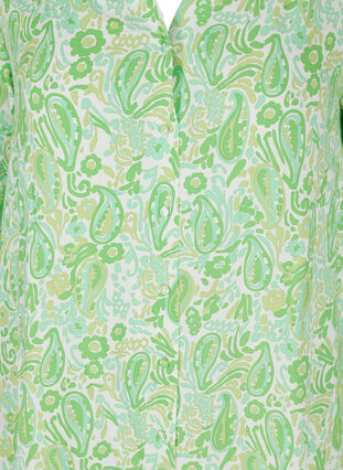 Printed viscose midi dress with long sleeves, Green Paisley AOP, Packshot image number 2